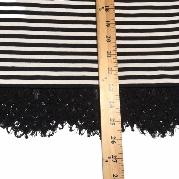 Karl Lagerfeld Shirt Women Small Nautical Buttons Black White Striped Lace Trim - Picture 6 of 14